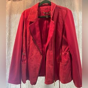 Iman Genuine Leather/Suede Women’s Red Coat